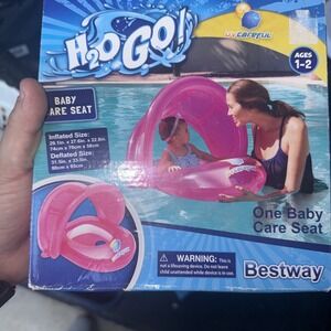 H2O Go Inflatable UV Careful Baby Care Seat for Swimming Pool Ages 1-2 New Pink